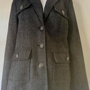 Willi-Smith Women's Grey & White Jacket/blazer tailored button down Women Size 8